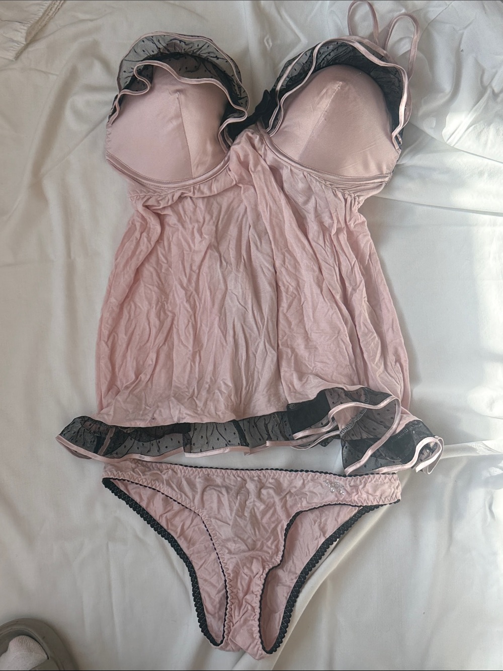 Victoria's Secret Light Pink Ruffle-Trim Babydoll & Bikini Set